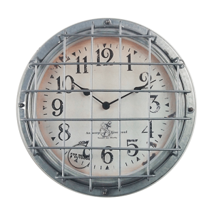12 Inch Cage Fronted Outdoor Garden Decorative Metal Wall Clock Galvanized HYW046GAC 1