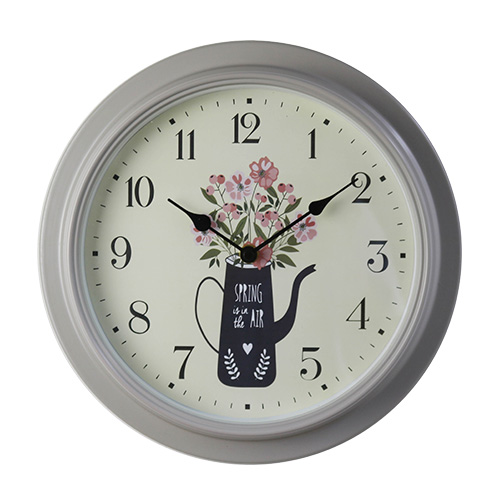 12 Inch Classic Outdoor Garden Decorative Metal Wall Clock Light Grey HYW046GY 1