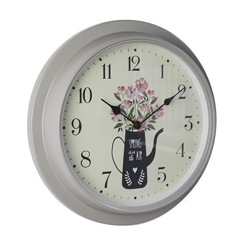 12 Inch Classic Outdoor Garden Decorative Metal Wall Clock Light Grey HYW046GY 2