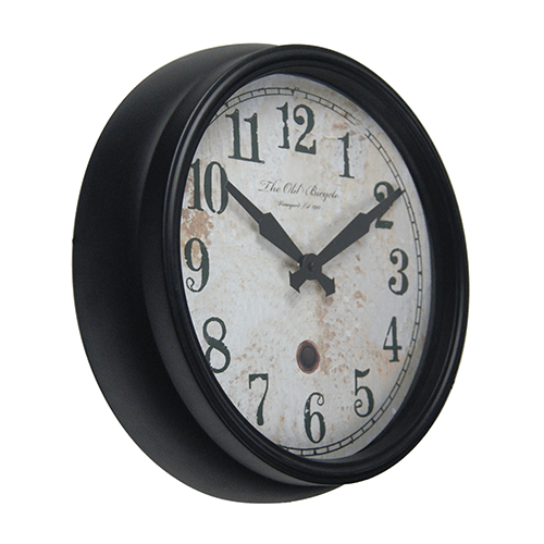 15 Inch Retro Style Black Waterproof Outdoor Garden Metal Clock HYW118AT 2
