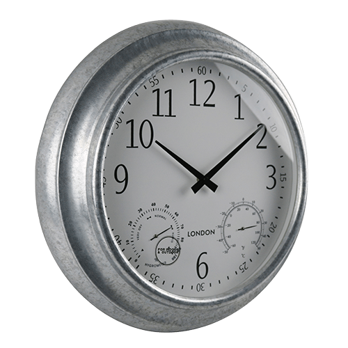 18 Inch Large Zinc Metal Wall Clock With Thermometer and Hygrometer HYWI130GA 2