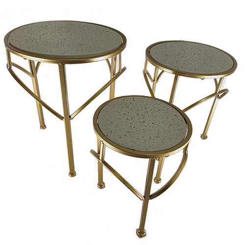 Gold Tripod Round Pedestal Flower Stand Combination Nesting Plant Display Rack (Set of 3) LS21A3007 2