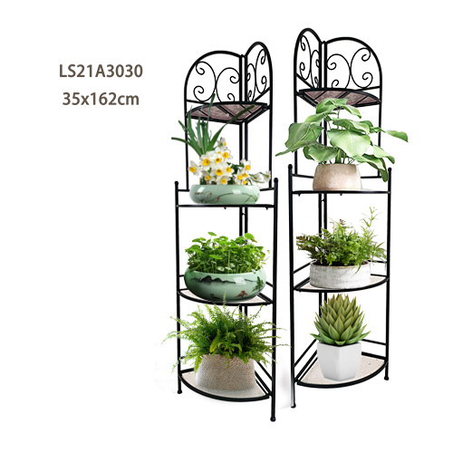 Scrolled Wrought Iron Multi-tiered Upright Corner Plant Rack LS21A3030