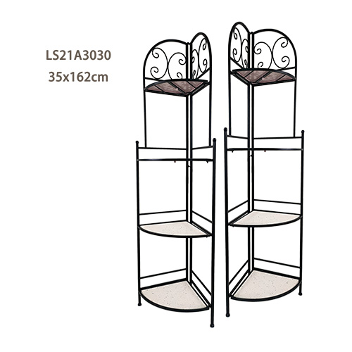Scrolled Wrought Iron Multi-tiered Upright Corner Plant Rack LS21A3030