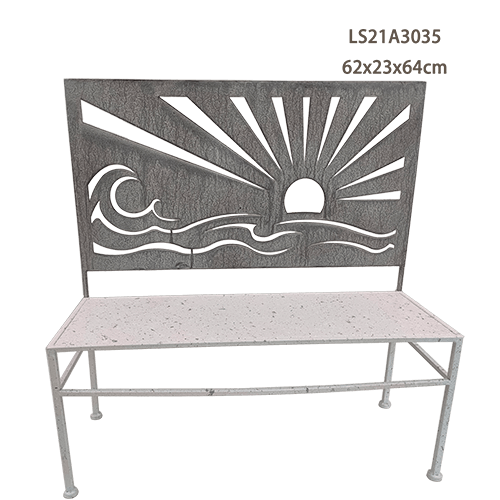 Decorative Metal Laser Cut Ocean Sunrise Pattern 2 Seats Garden Bench LS21A3035 1