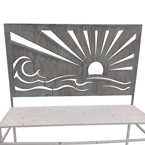 Decorative Metal Laser Cut Ocean Sunrise Pattern 2 Seats Garden Bench LS21A3035 4