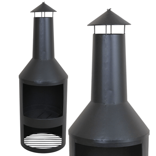 Large Metal Cylindrical Charcoal and Wood Burning Chiminea FP24 1