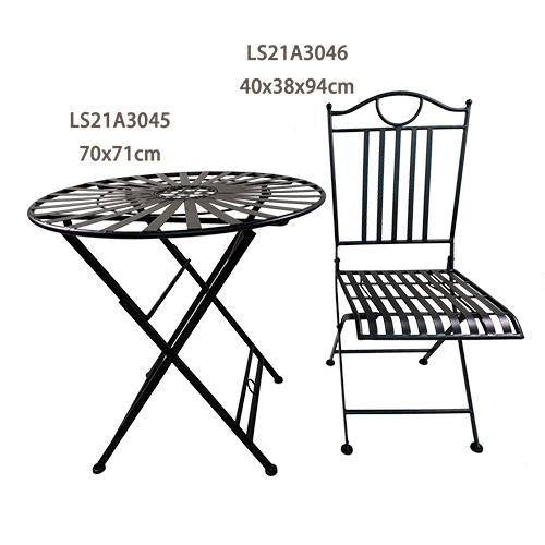 Modern Foldable Garden Bistro Metal Table and Chair Set LS21A3045-46