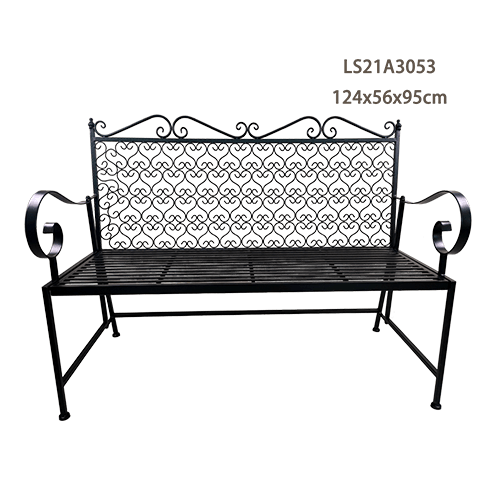 S Scroll Design Iron Patio Garden Bench LS21A3053 1