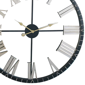 35.5 Inch Black Giant Wrought Iron Wall Clock with Silver Roman Numerals HYWR007-90x6cm 4