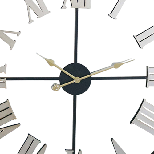 35.5 Inch Black Giant Wrought Iron Wall Clock with Silver Roman Numerals HYWR007-90x6cm 5