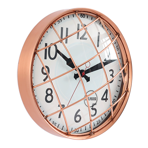 12 Inch Copper Finish Garden Wall Clock with Metal Guard