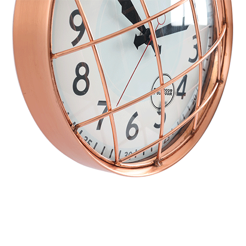 12 Inch Copper Finish Garden Wall Clock with Metal Guard