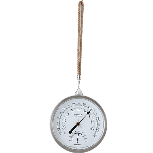 8 inch Twisted Rope Hanging Analog Thermo-hygrometer