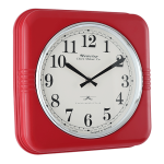 32cm Retro Square Red Metal Wall Clock