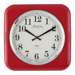 Square Red Metal Wall Clock