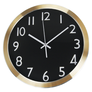 14 Inch Gold Wide Side Aluminum Wall Clock HYW144