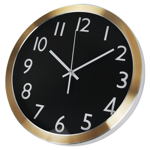 14 Inch Gold Wide Side Aluminum Wall Clock HYW144