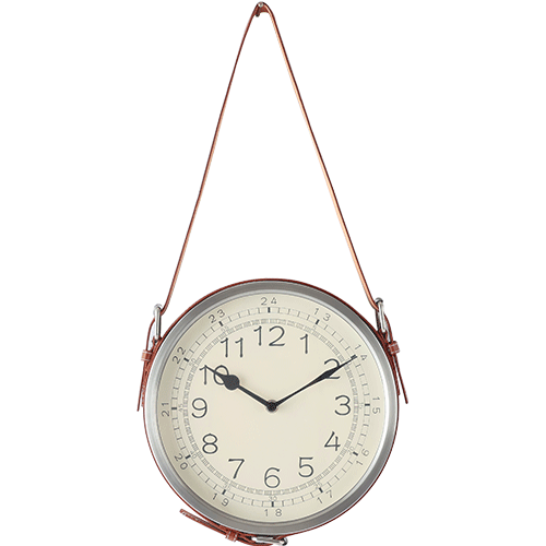 10 Inch Modern Style Metal Wall Clock with PU Leather Belt HYW070PU (1)