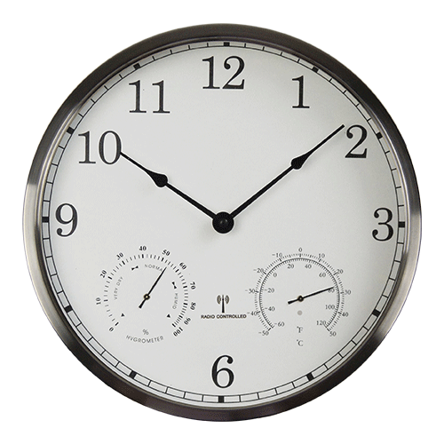 30cm Modern Style Radio Control Stainless Steel Wall Clock with Temperature and Humidity HYW063 (1)
