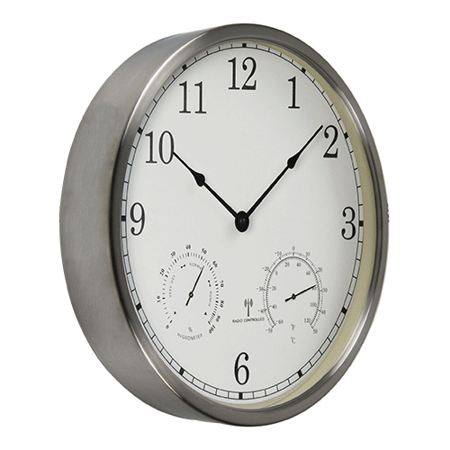 30cm Modern Style Radio Control Stainless Steel Wall Clock with Temperature and Humidity HYW063 (2)