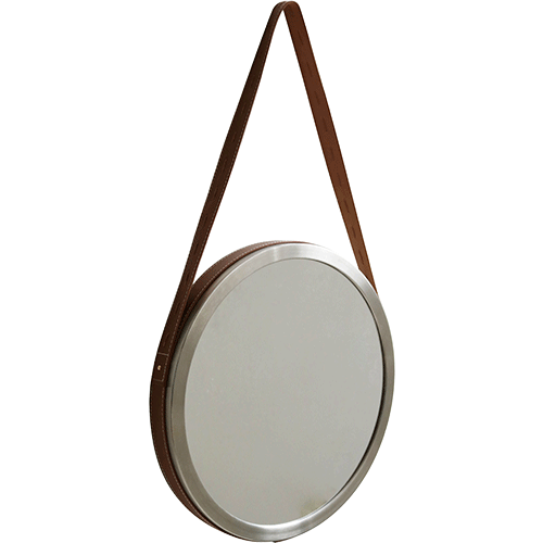 16 inch Hotel Bathroom Hanging Mirror with PU Leather Belt HYW086PUM